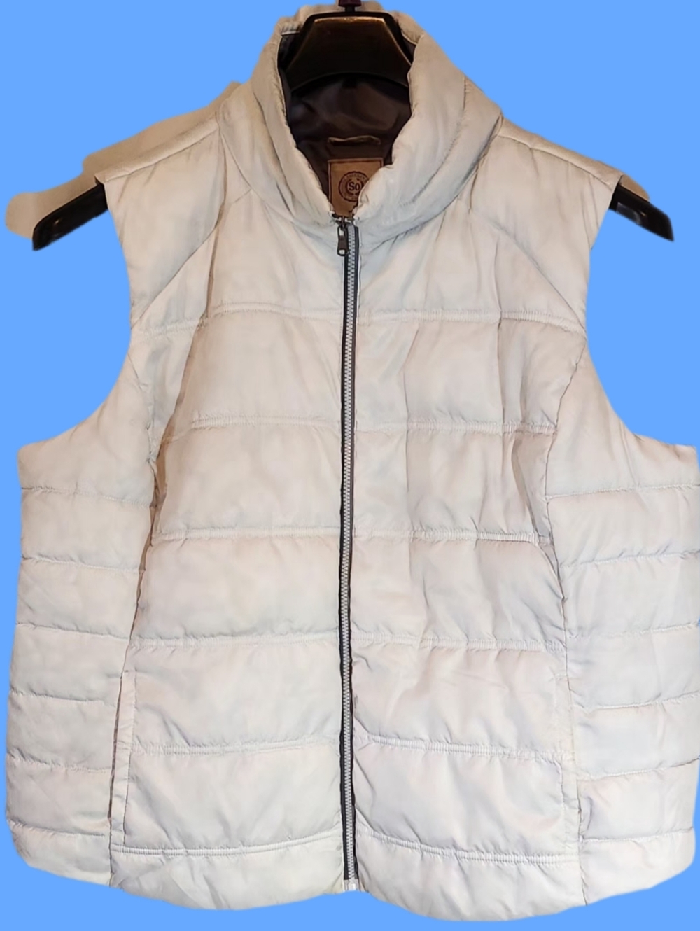 Women’s White Quilted Puffer Vest - Sleeveless Jacket By SO